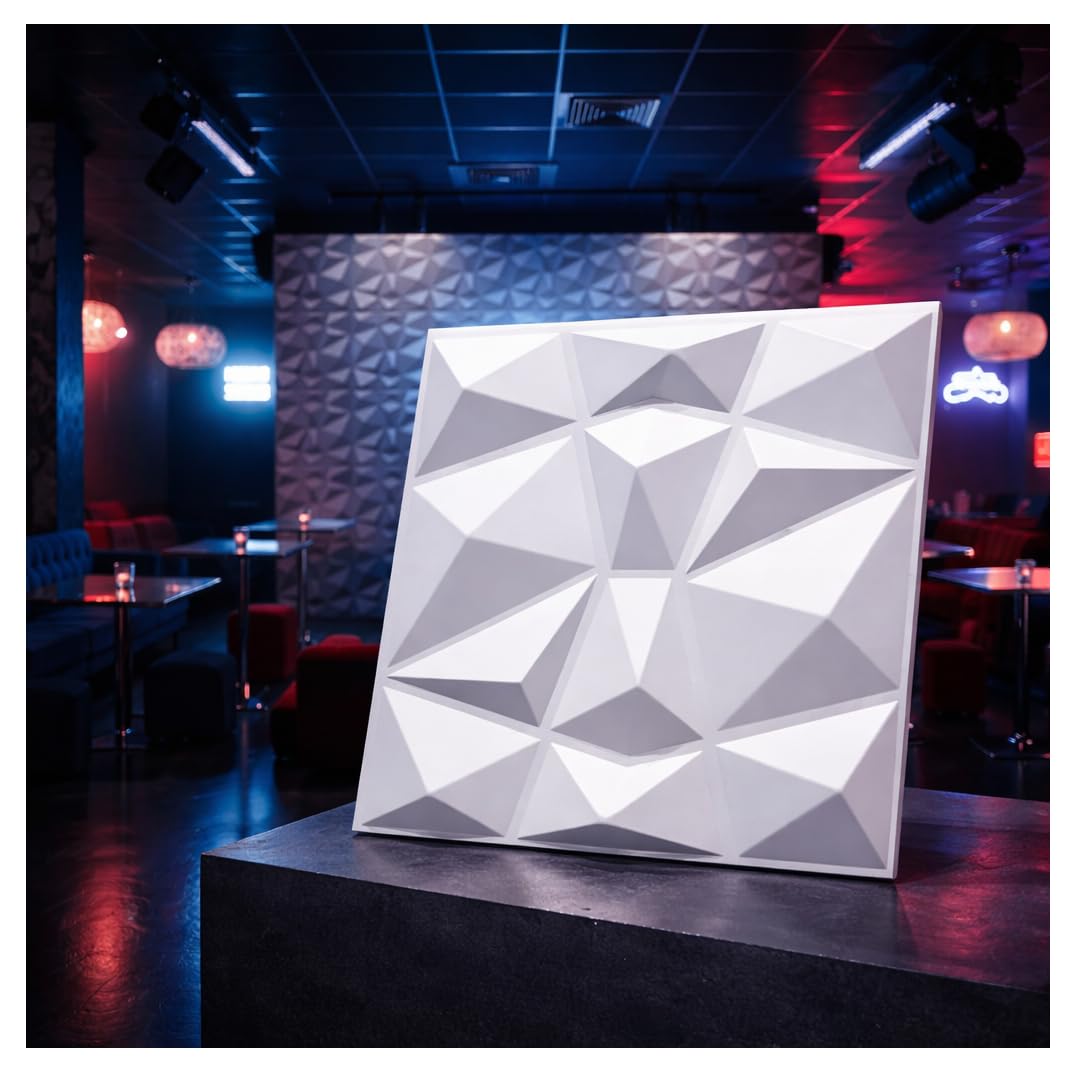 Paneles 3D plástico PVC 5m²-20PCS Paneles de pared Sala de juego Techo de pared Óptica 3D Diamante 3D PVC — view 25