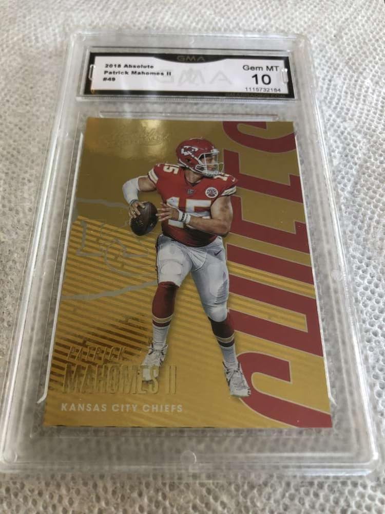 2018 Absolute Football #49 Patrick Mahomes II Kansas City Chiefs Graded GEM MINT GMA 10 Official NFL Trading Card by Panini America (Serial Number May Vary)