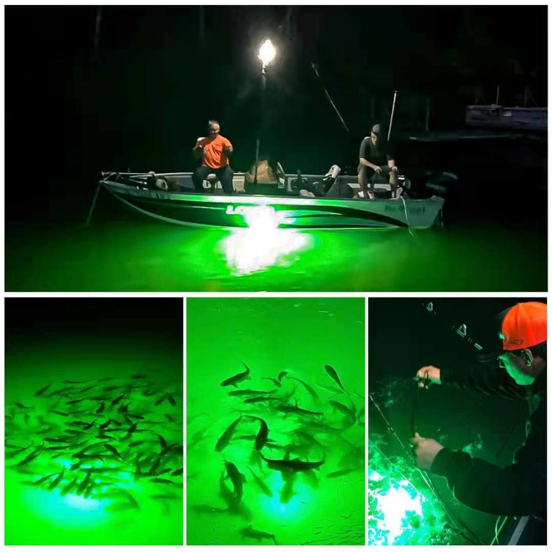 Broadroad LED Night Fishing Light 12V 10.8W, Underwater Night Fishing Finder Light 108 LEDs, 1080LM Green Submersible Fishing Attracting with 5M Power Cord (12V 108LEDs)