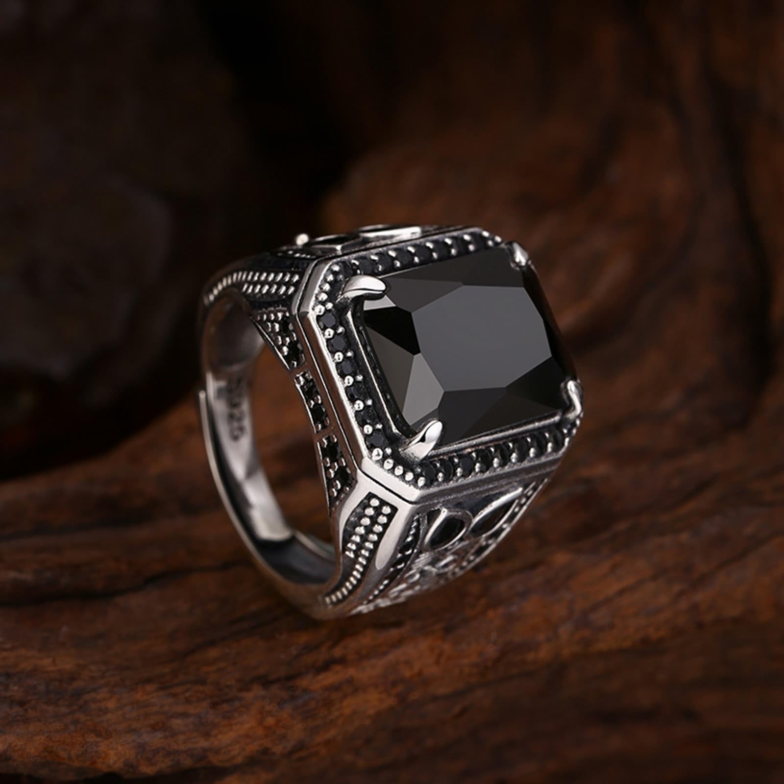 Bague d'amitié pour homme en argent 925 véritable avec 4 griffes et zircones