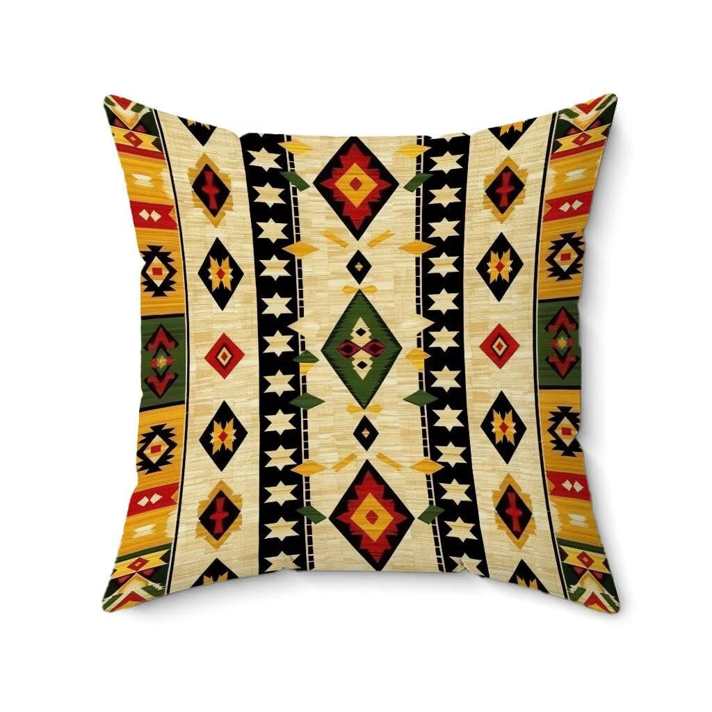 Poduszki na zewnątrz 75 x 75 cm, zestaw 4 beżowych czarnych poszewek na poduszki w stylu boho, wodoodporne, miękkie, kwadratowe, na sofę, do domu, S-7251