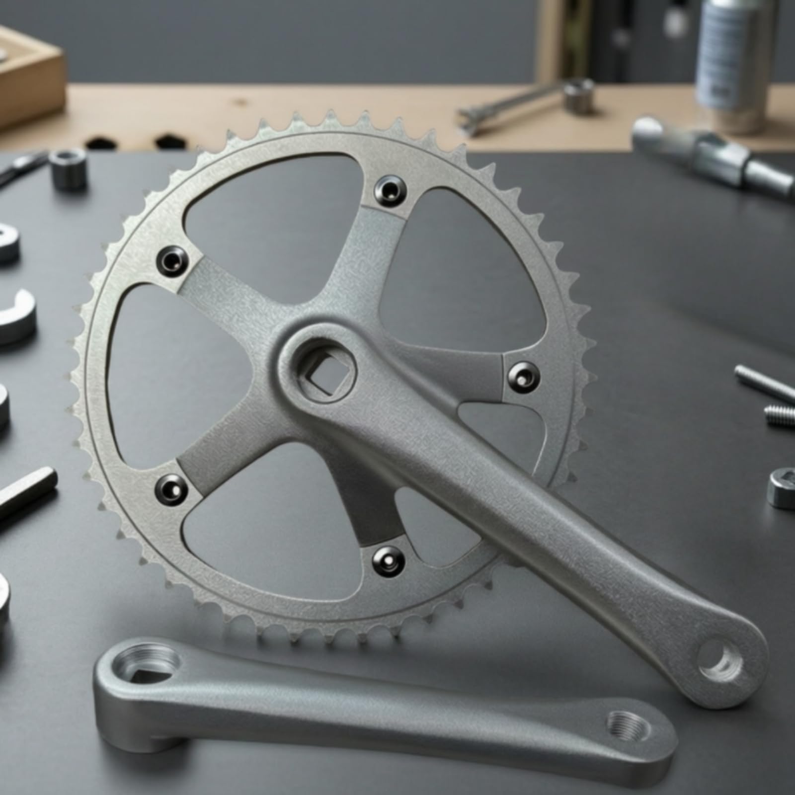 Juego Bielas Plato Individual Plateado Plato Individual CNC Pedal para Ciclismo en Ciudad