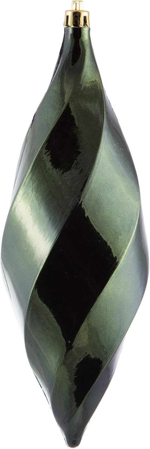 Vickerman 8" Shiny Swirl Finial Ornament, Shatterproof Plastic, Holiday Christmas Tree Decoration, 6 Pack, White