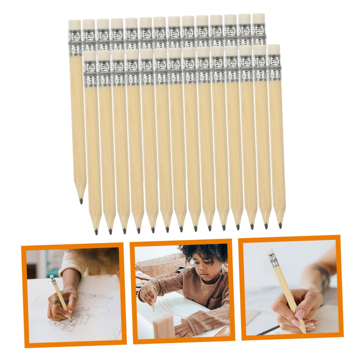 DOITOOL 3 Sätze Mini Bleistifte Mit Radiergummi Kurze Holzbleistifte Für Zeichnungen Golf Und Kreative Projekte Leicht Ergonomisch Für Künstler 100 Stück * 3