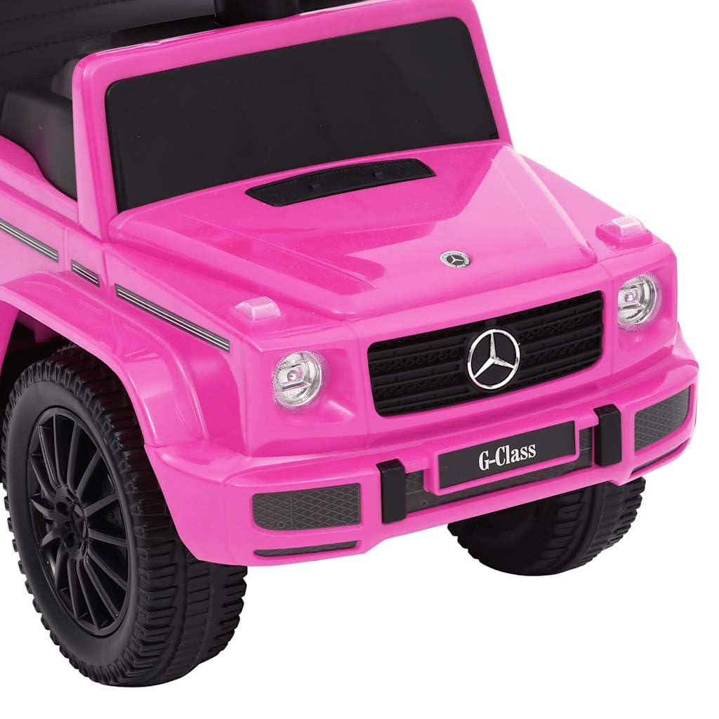 Rutschauto G63 Rosa mit Lenkrad, Sitz und Schiebebügel, Babywalker Kinderfahrzeug aus Kunststoff mit Staufach, 25 kg belastbar, für Kleinkind 12 36 Monate drinnen draußen