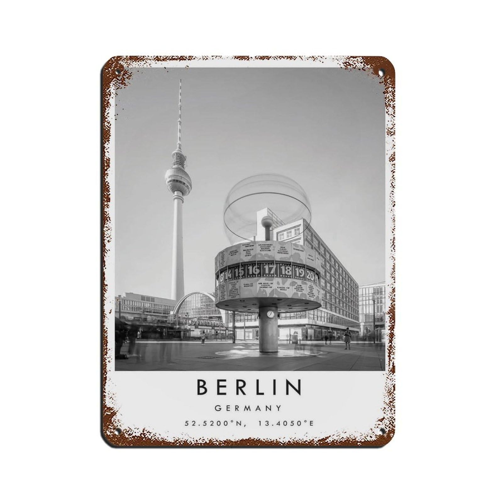 Berlin Travel, Berlin Poster Retro Poster Metal Tin Sign Chic Art Retro Iron Painting Bar People Cave Cafe Family Garage Poster Wall Decoration 12x16inch(30x40cm)