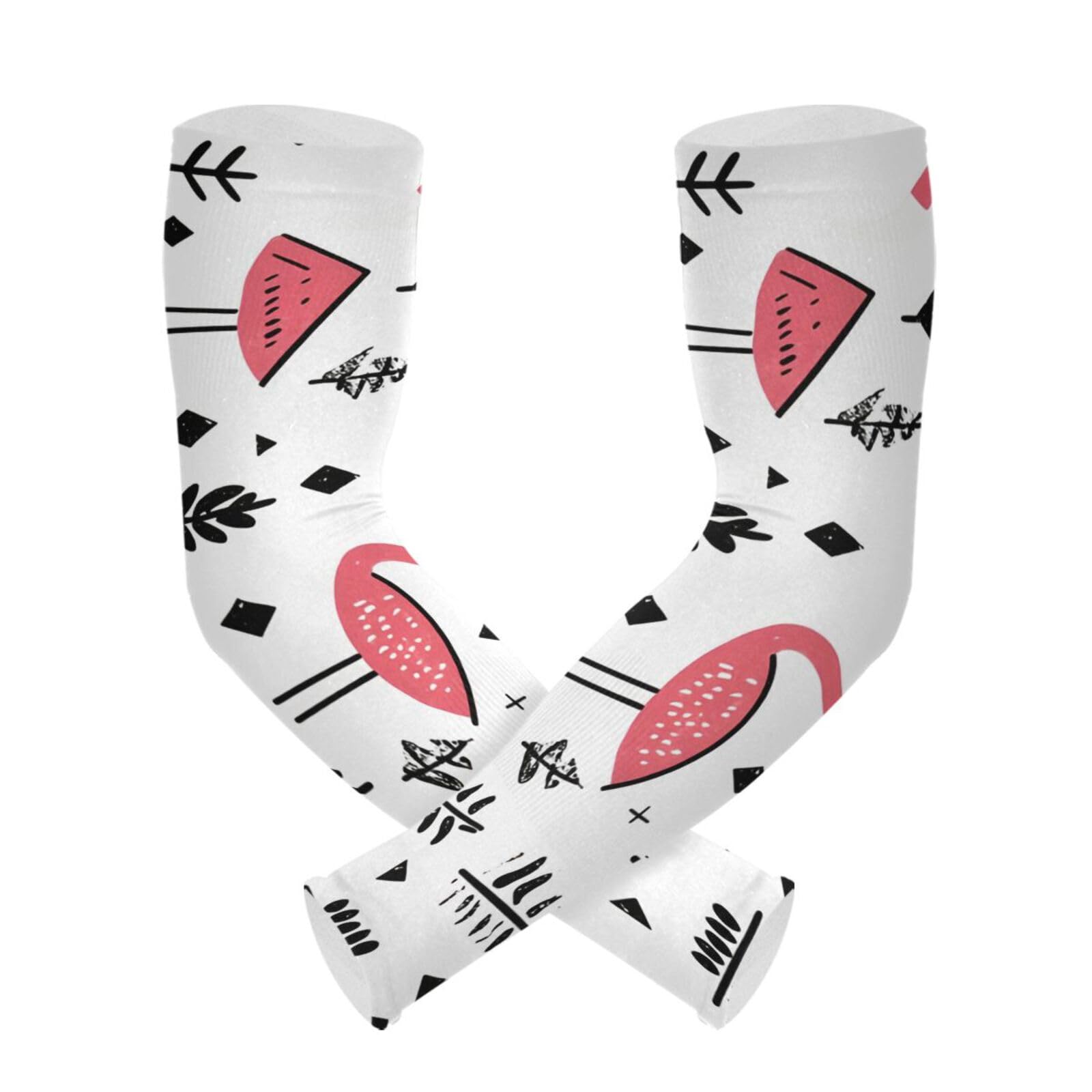 PaChyLuu Flamingos UV Sun Protection Arm Sleeves Cooling Compression Arm Sleeves with Thumb Hole for Men Women Golf Volleyball