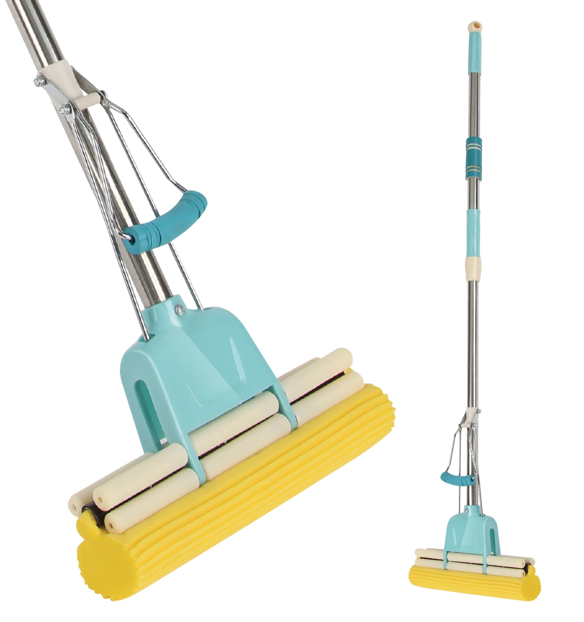 ALMAND Stainless Steel PVA Sponge Mops Wringer for Floor Cleaning Squeeze with Long Handle, Self Wringing Mop for Kitchen Bathroom Tiles (B0CG6BCHNJ) Amazon Price History, Amazon Price Tracker