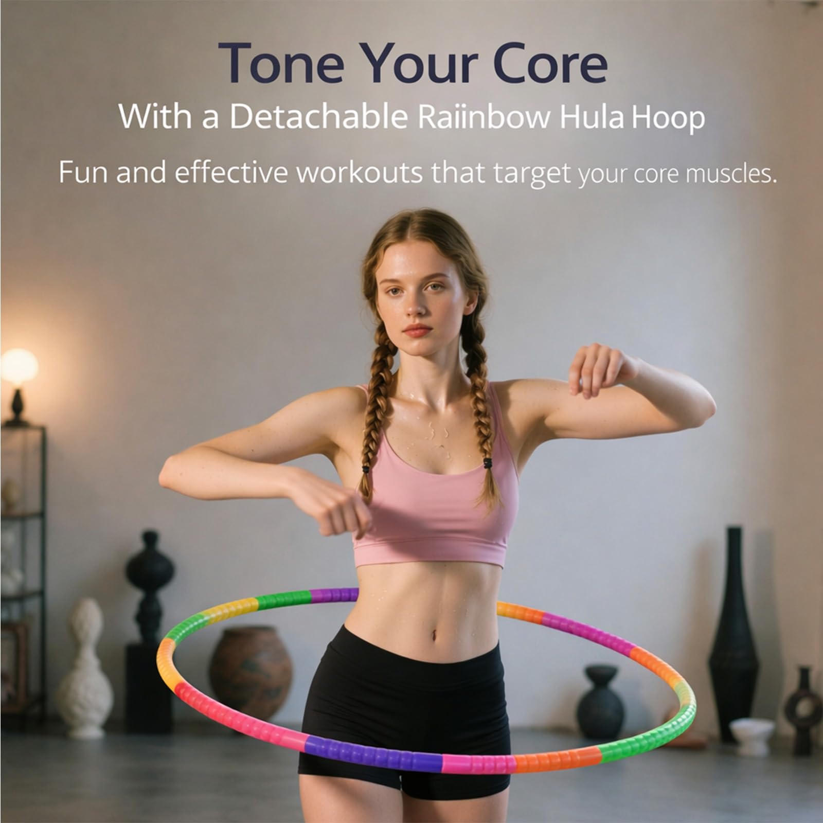 Hula Hoop smontabile 10 sezioni 72cm leggero 125g per allenamento casa bambini adulti fitness portatile palestra parco ufficio divertente resistente PP ecologico