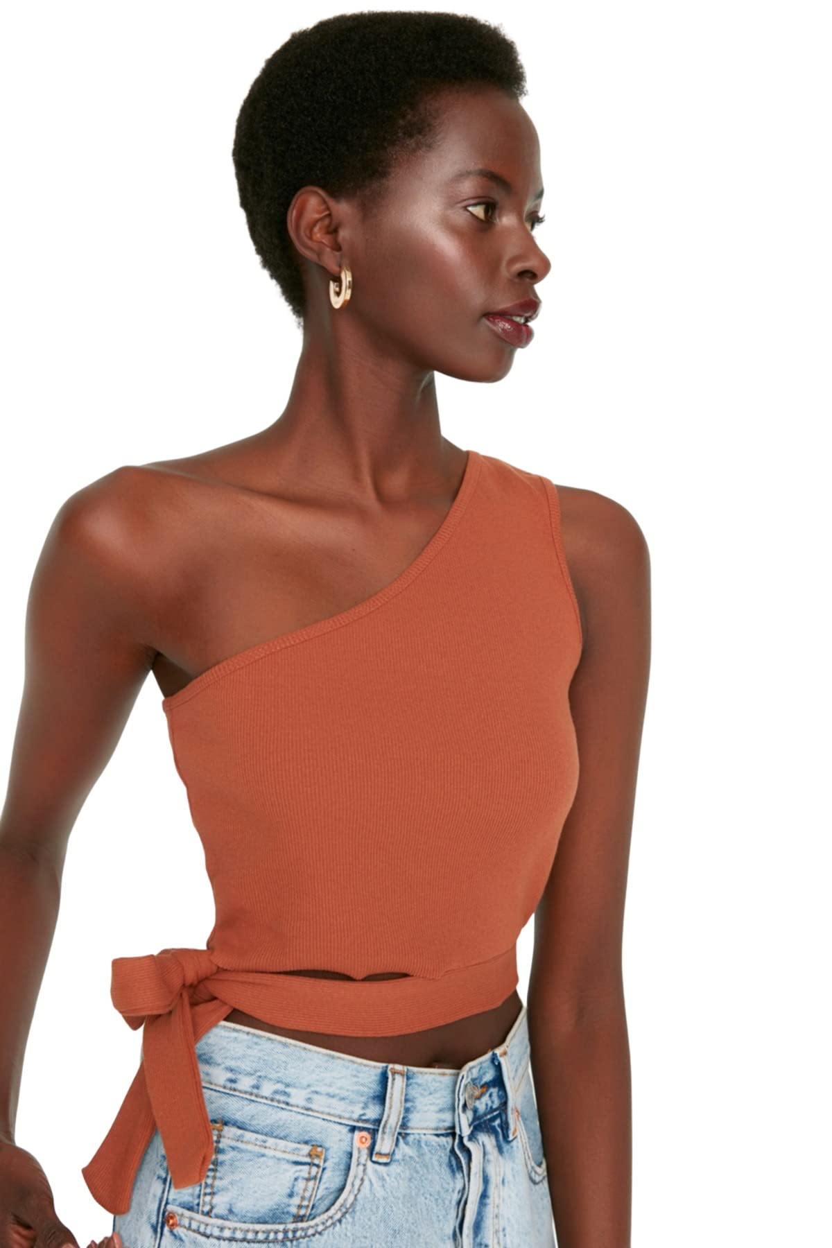 Trendyol FeMan Slim fit Basic Asymmetrical Collar Knit Blouse