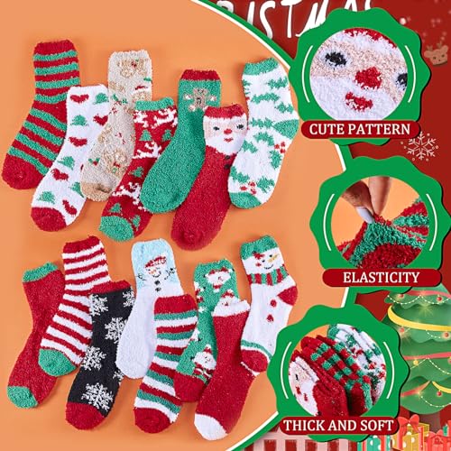 Image of Ramede 150 Pairs Christmas Fuzzy Socks Bulk Fluffy Xmas Slipper Socks for Women Colorful Warm Xmas New Year Winter Gifts (Novelty Style)