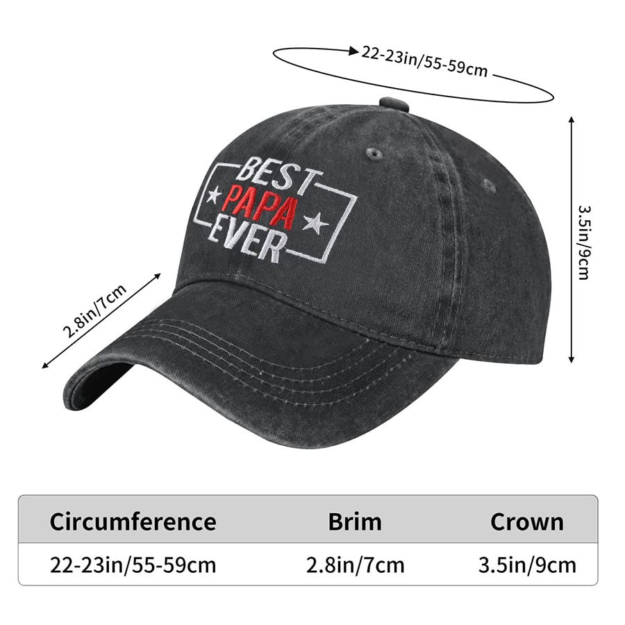 Image of Best Papa Ever Hat, Vintage Distressed Washed Cotton Adjustable Baseball Cap