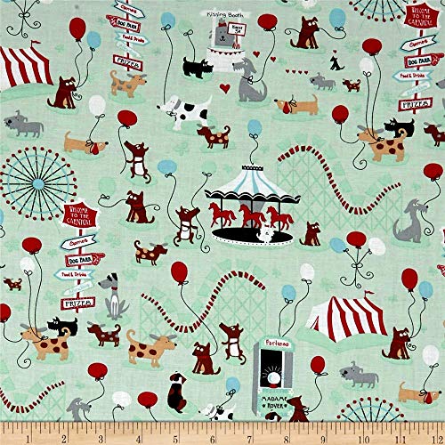 Kid's Choice Dog Playtime Mint, Fabric by the Yard