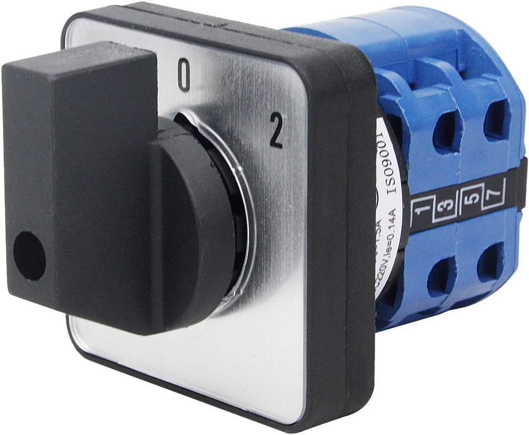 Changeover Switch 3 Position RChangeover Switch 3 Position Rotary Selector Cam Switch Panel Mount 8 Terminals Latching Ui 550V Ith 20A Blue