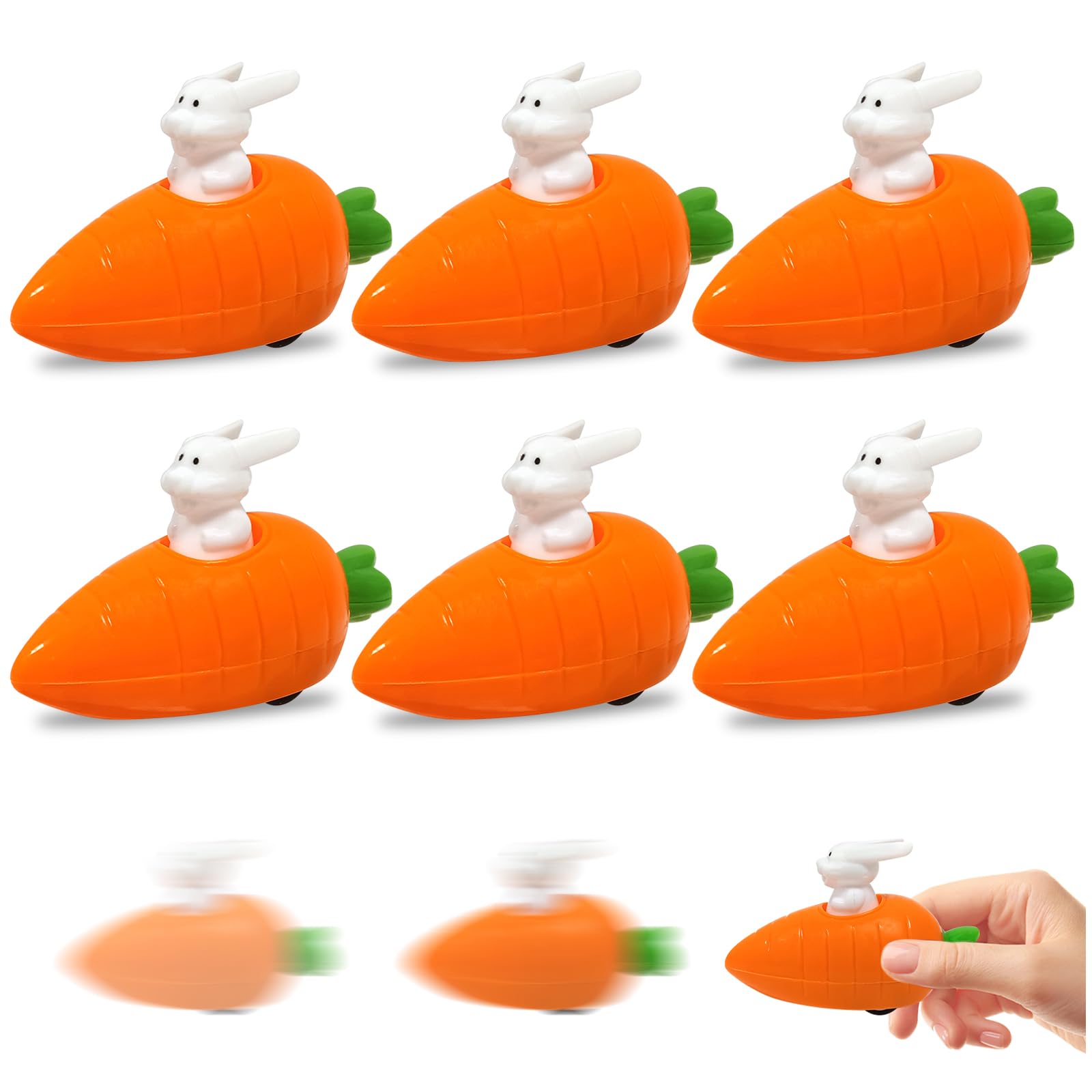 Audasi 6Pcs Bunny & Carrot Pull Back Racers