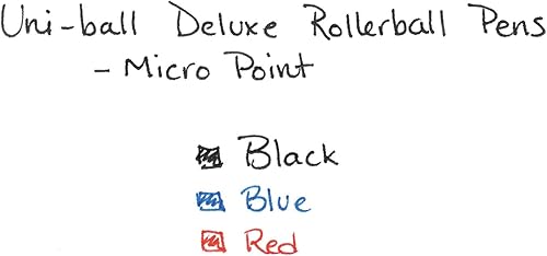 Miniatura 4 de uni-ball 60026 Deluxe Stick Roller Ball Pen Micro 0.020 in, tinta roja, barril gris metálico, docena