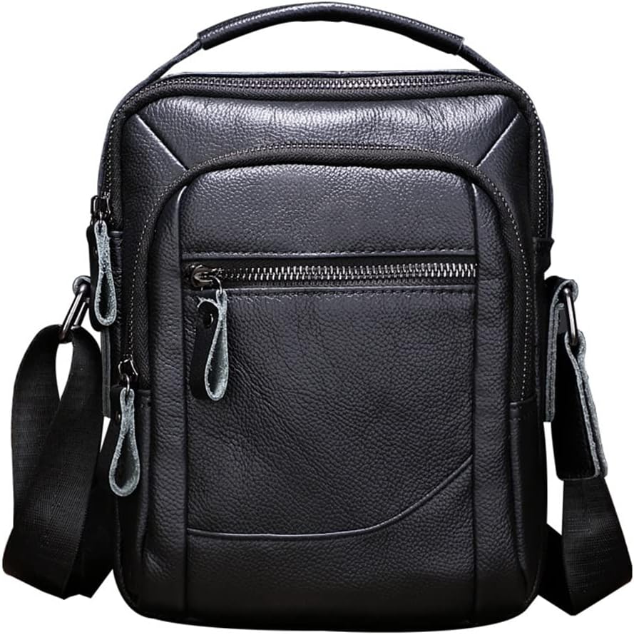 Men's Real Crossbody Bag Layer Leather Shoulder Bag Retro Large Capacity Multifunctional Satchel