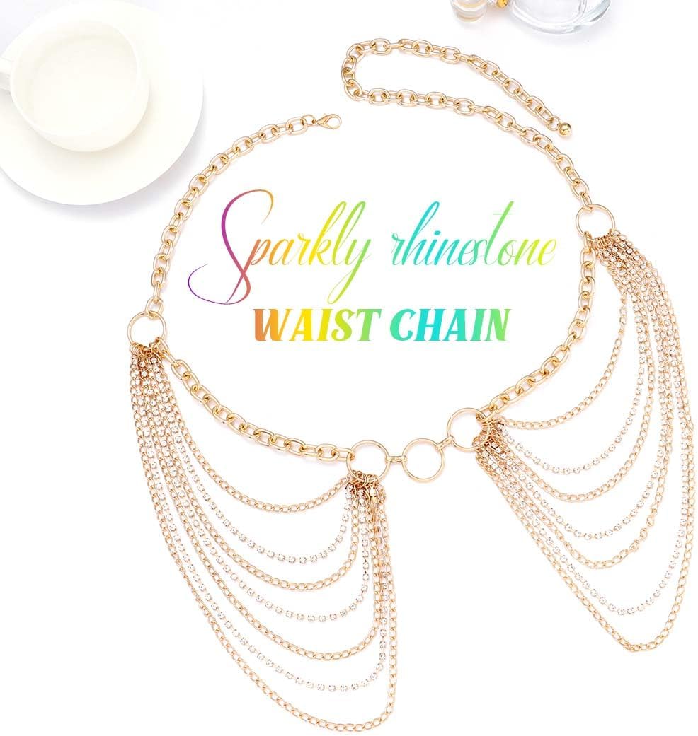 CLOACE Waist Chain Rhinestone Belly Chain Fashion Rave Body Jewelry for Women - Image 2