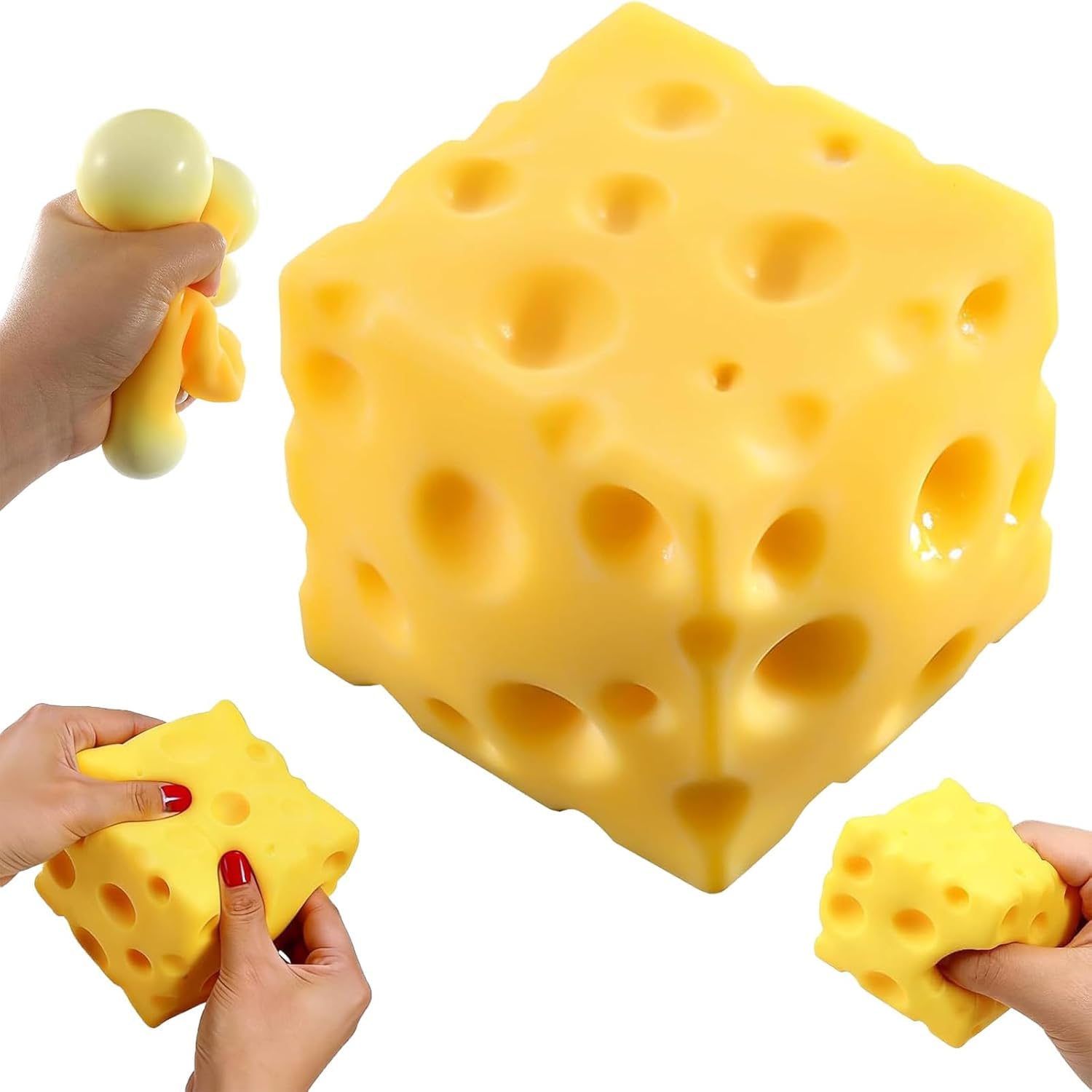10CMX10CM Big Cheese Squishy Giant Cheese Stress Ball Anxiety Relief Fidget Toy Sensory Toys Soft Squeeze Decompression Dough Fidget Toys for Boys Girls Home Office Classroom Relaxation