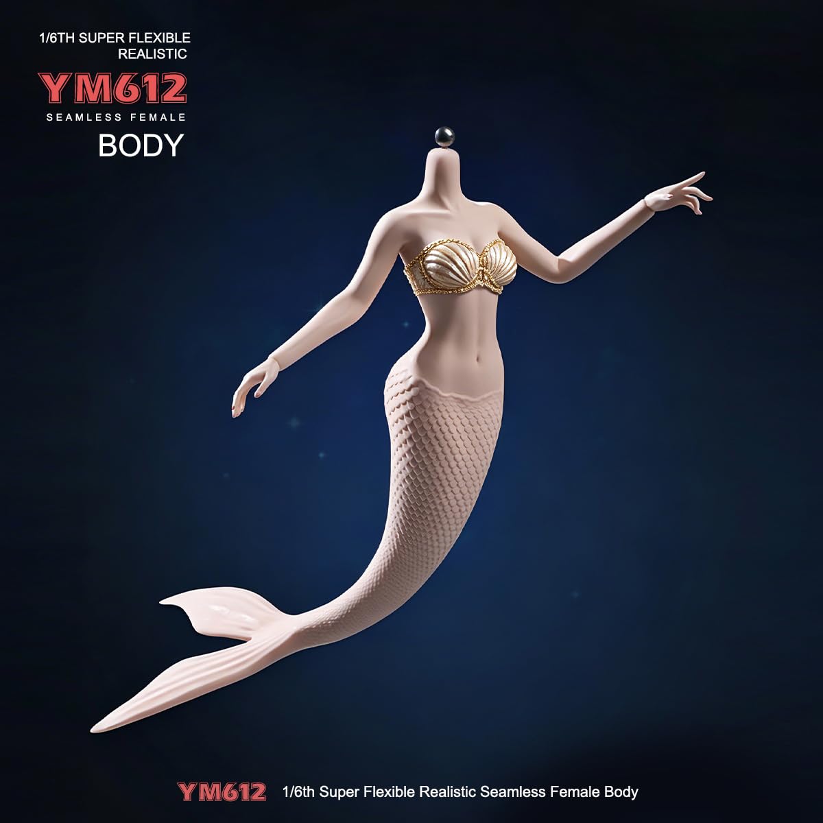 AMITD Statuetta a forma di sirena in silicone senza cuciture, in scala 1/6, 30,5 cm, con 5 paia di mani, per sculture fai da te in scala 1:6