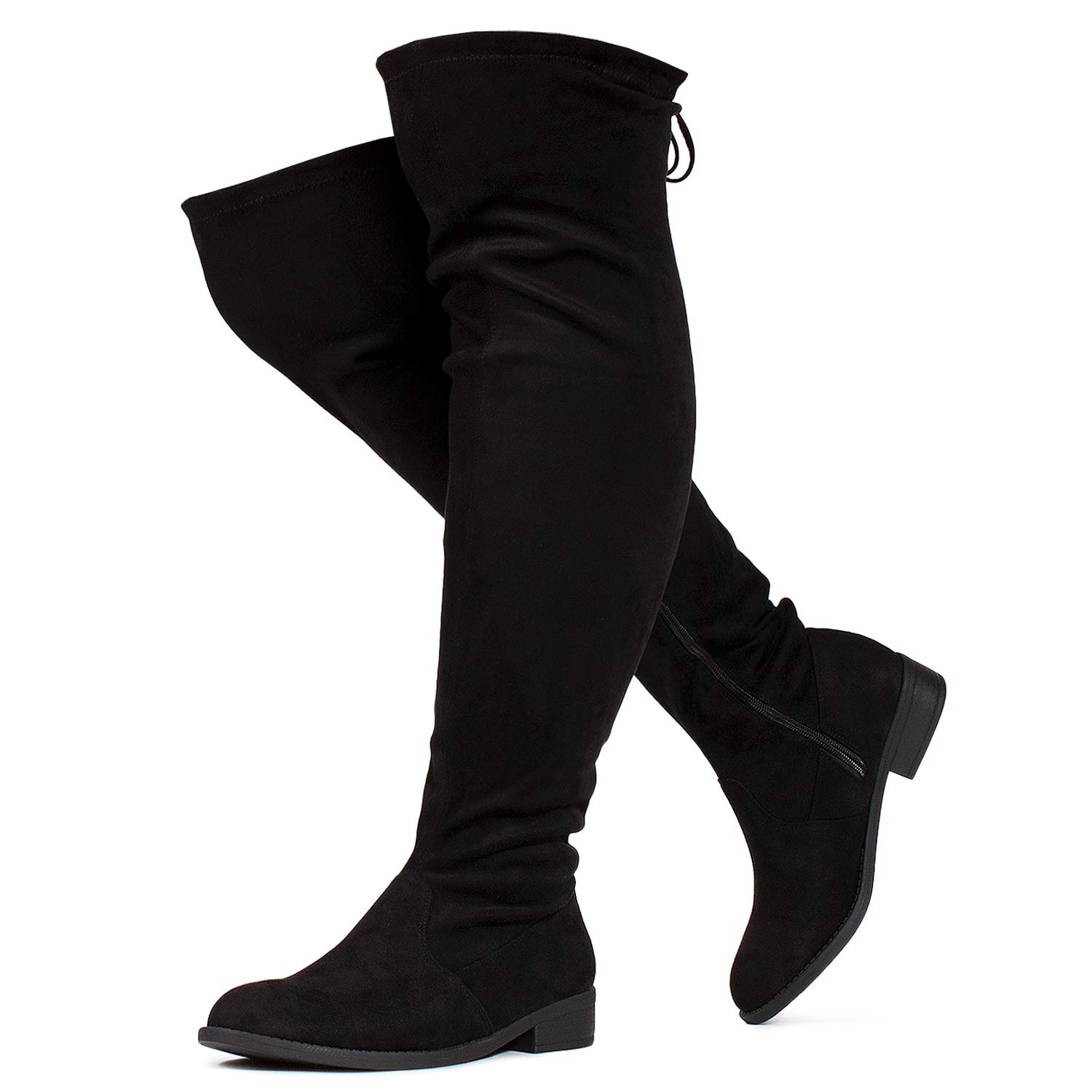 RF ROOM OF FASHION Womens Stretchy Over The Knee Low Heel Boots Wide Calf Wide Width