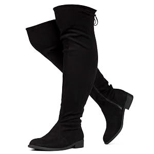 RF ROOM OF FASHION Womens Stretchy Over The Knee Low Heel Boots Wide Calf Wide Width
