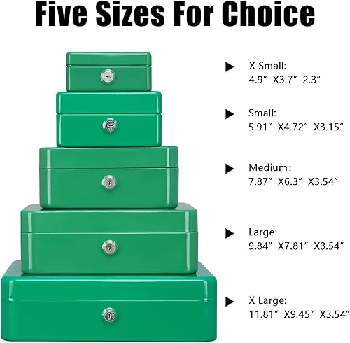 Miniatura 4 de KYODOLED Caja de bloqueo grande con bandeja de dinero,Caja de almacenamiento con cerradura,Caja de metal segura para dinero