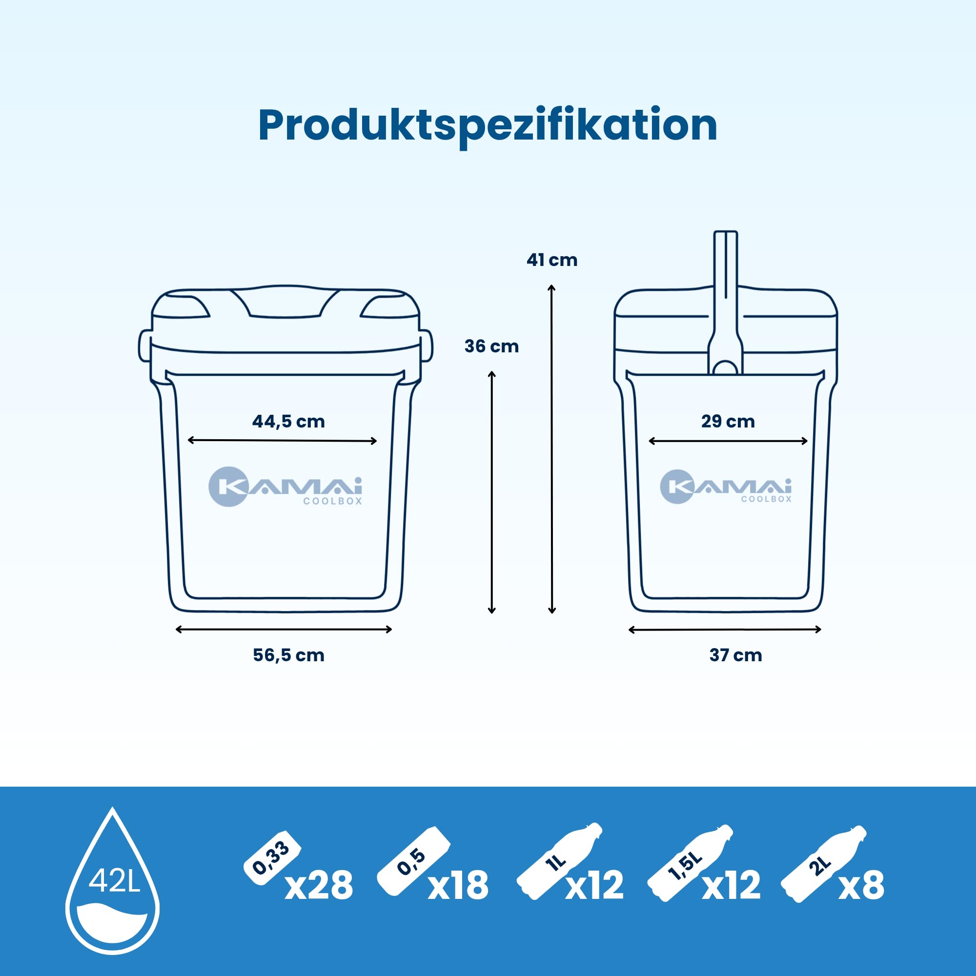Kühlbox Passiv 42L – Große Isolierbox & Thermobox für Camping, Picknick & Festivals, Ohne Strom, mit starker PU-Isolierung, Outdoor Kühltasche für unterwegs – Kamai Coolbox