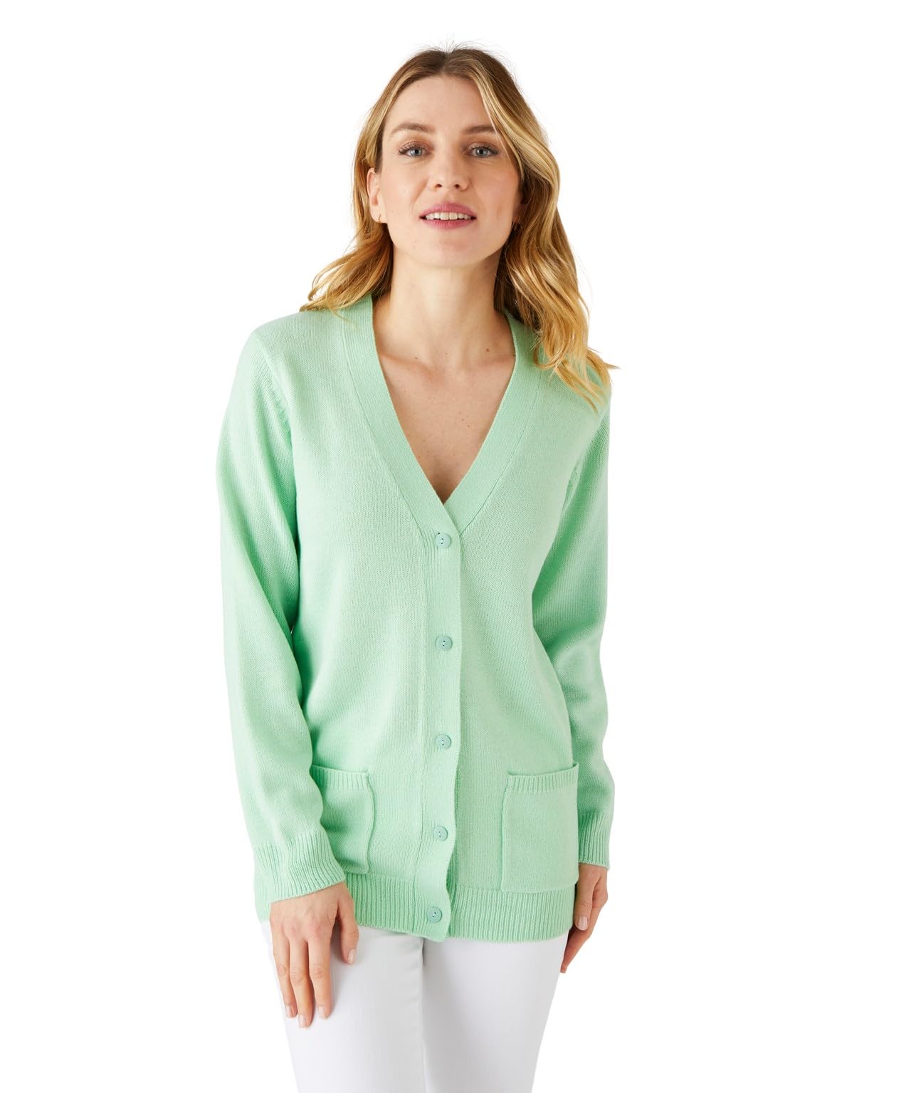 Damart Super Soft Cardigan Women V Neck Long Sleeves