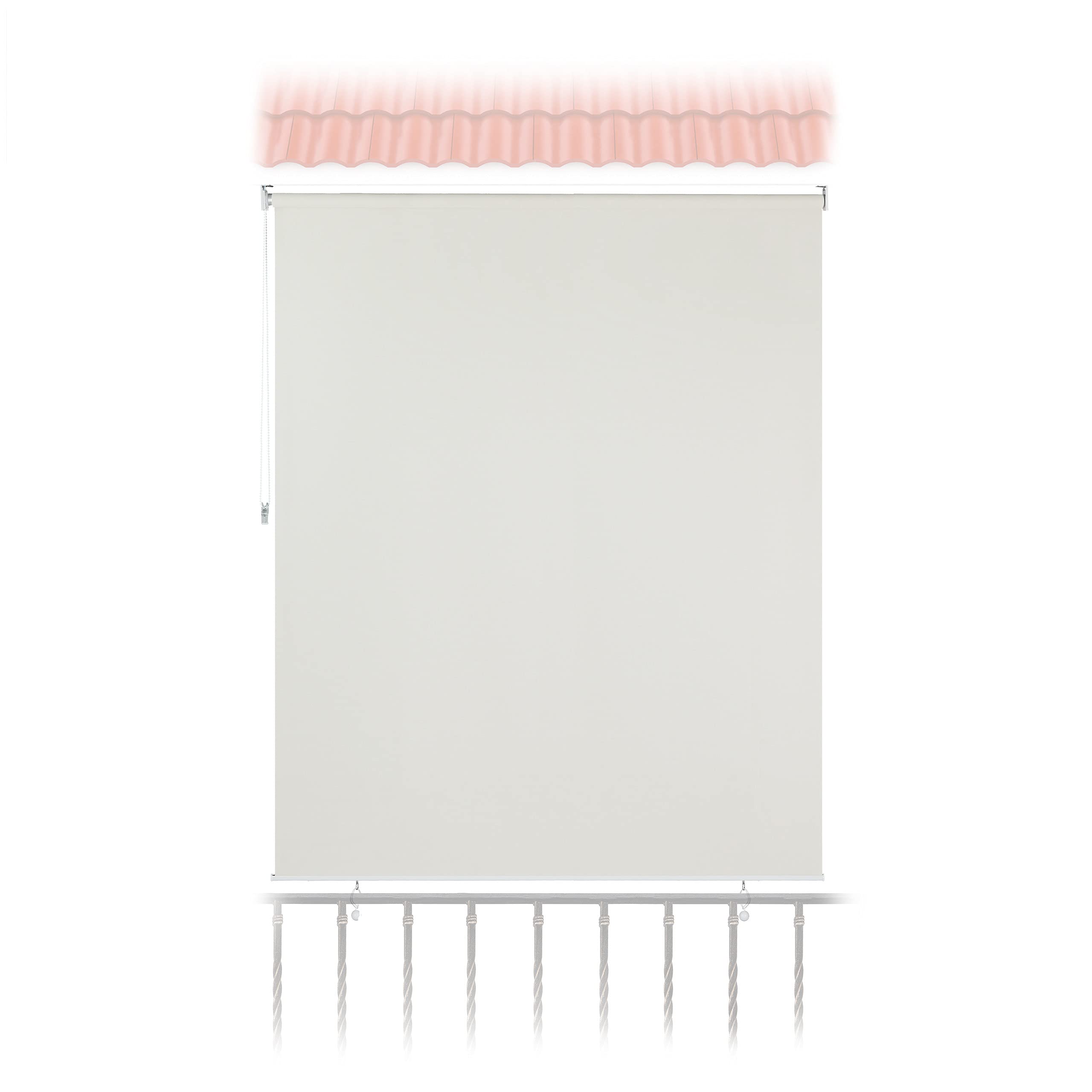 Relaxdays Senkrechtmarkise Toldo Vertical 240x180cm, Estor Exterior con Cadena, Protección Sol y Viento, Balcón, Terraza, Jardín, Beige, 240 x 180 cm