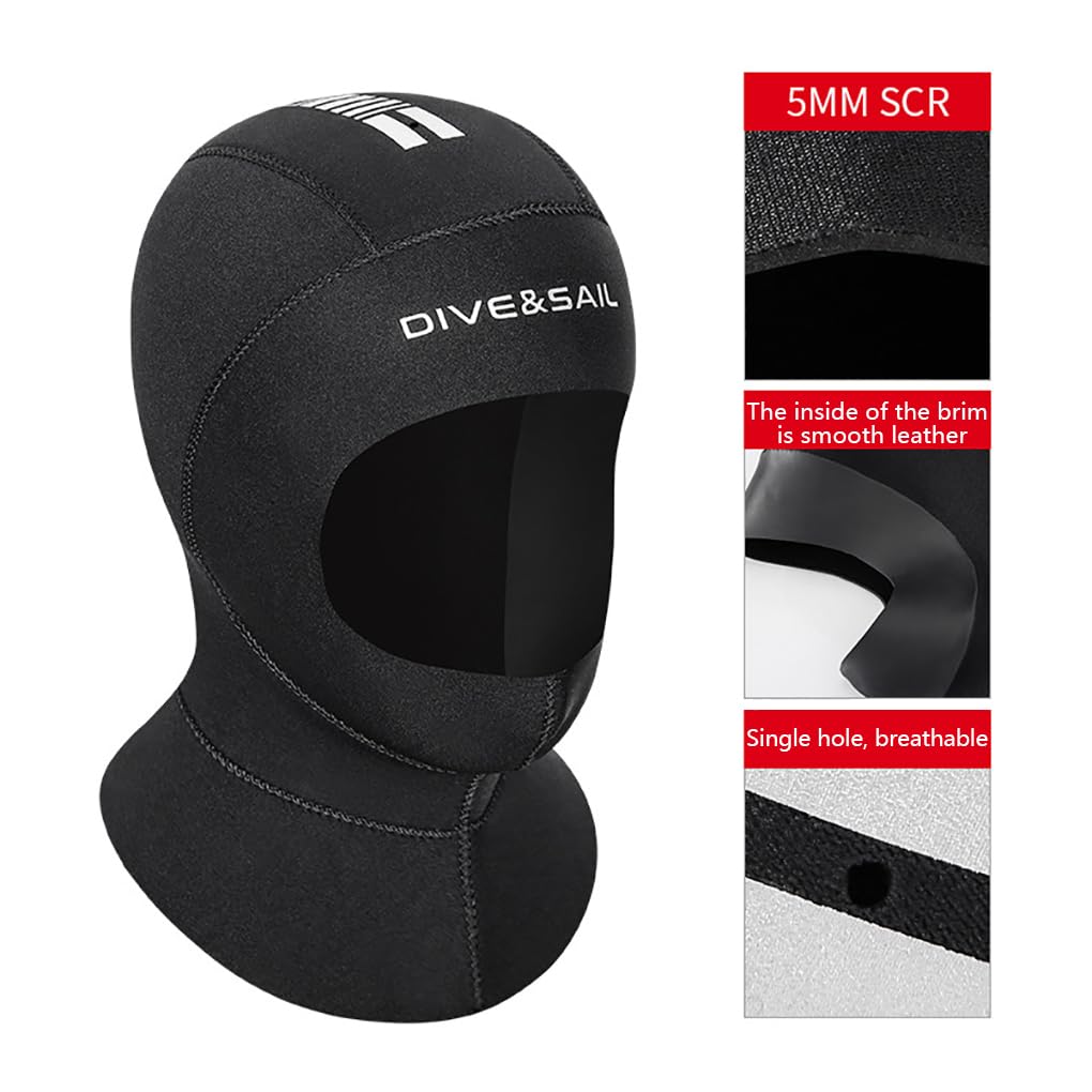Żagiel nurkowy 5 mm czapki do nurkowania termiczne CR super elastyczny sprzęt do nurkowania bluza z kapturem wiatroszczelny kombinezon pływacki czepek dla mężczyzn 【L】