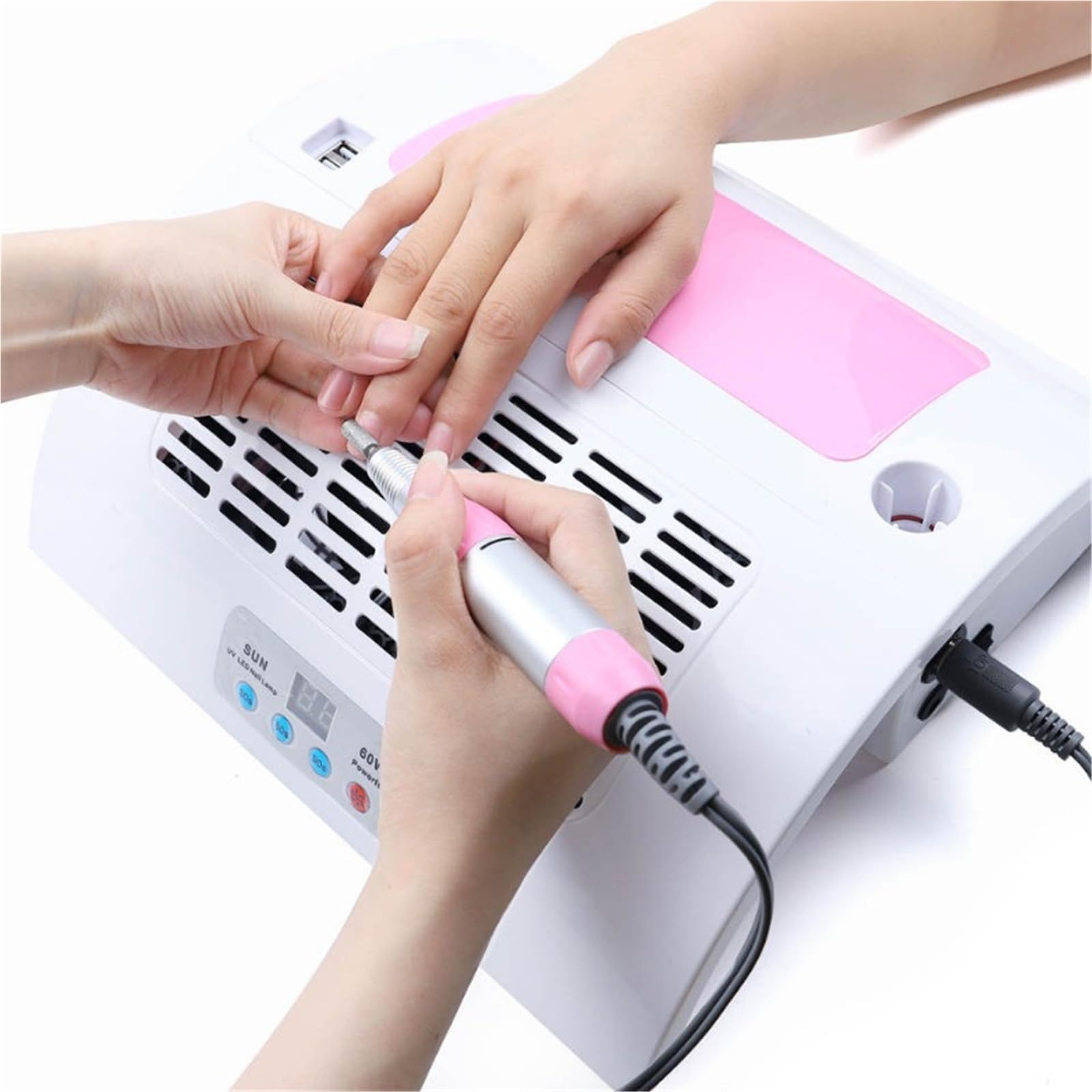 Extractor de polvo de uñas, Lámpara UV LED for uñas, secador de esmalte de gel, taladro eléctrico, colector de polvo for uñas, ventilador, aspiradora, máquina de manicura multifunción