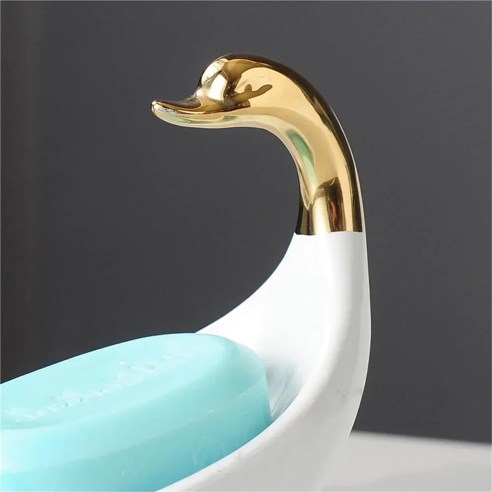 Porte-savons Porte-savon en céramique en forme de cygne, boîte à savon, porte-savon de salle de bain, plateau de rangement, fournitures de douche de salle de bain, support de salle de bain(WHITE)