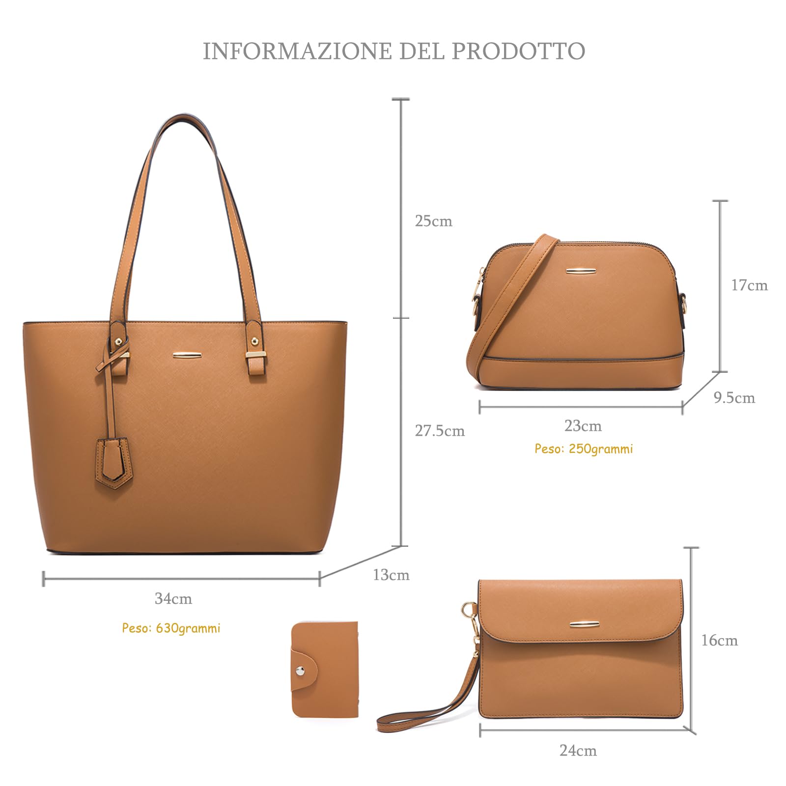 Borsa Tote Donna Grande Capacità, Borsa a Spalla Set 4 pezzi Tracolla a Mano Borse Elegante Capiente Manico Lungo per Lavoro Shopping Ufficio Scuola Viaggio Km43