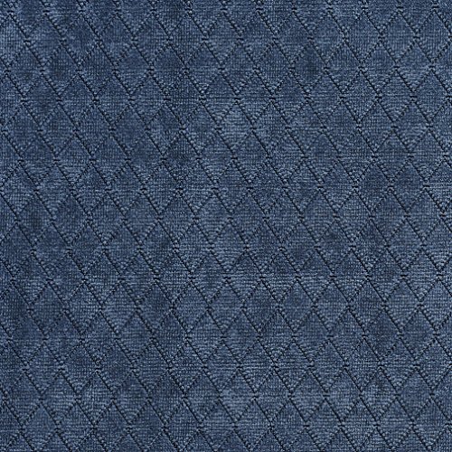 Blue Diamond Stitched Velvet Upholstery Fabric by The Yard - SKU: Ethan Atlantic