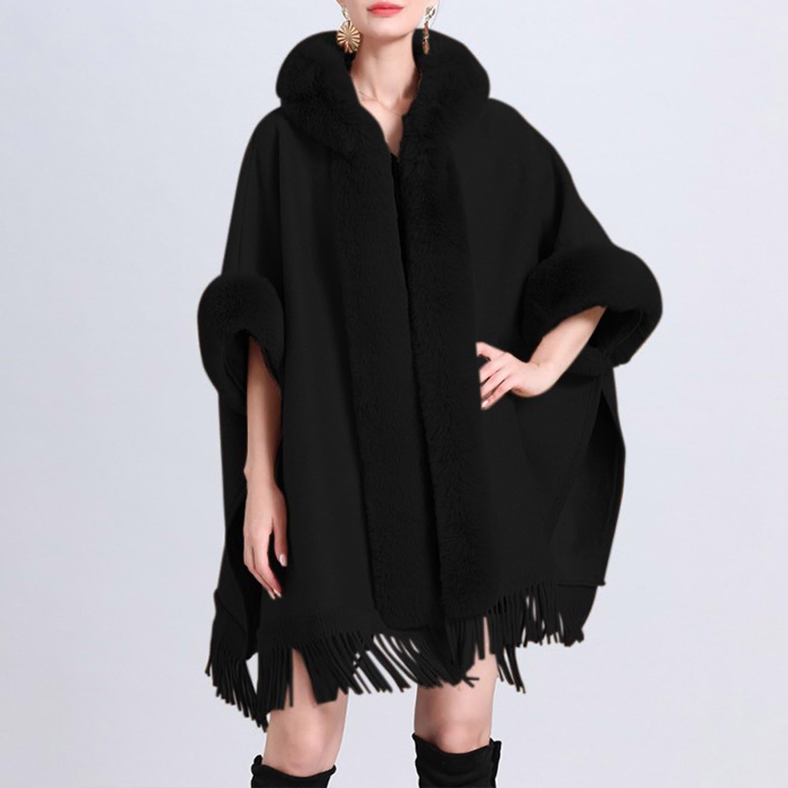 Générique Poncho Polaire Femme Cape De Voyage Bébé Doux Pluie Gilet Chale Pour Fêtes Imperméable Ponchos Et Capes Hiver Laine Homme Avec Paillettes Echarpe Paillette