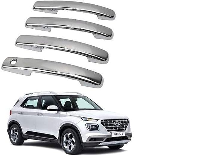 SCA Door Handle Chrome Cover for Hyundai Venue Car Grab Handle Cover (Set of 4)