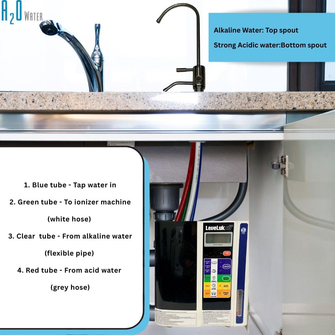 Alkaline Water Drinking Machine Ionizer Undersink Installation Faucet 2 SPOUTS Designer Faucet Diverter -Polished Chrome