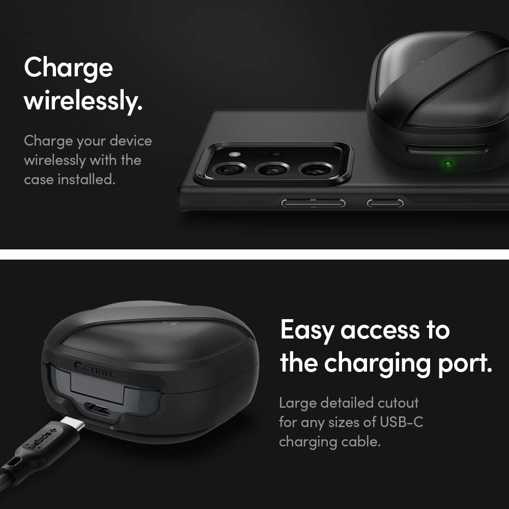 CYRILL Color Brick Compatible with Galaxy Buds FE Case (2023) / Galaxy Buds 2 Pro Case (2022) / Galaxy Buds 2 Case (2021) / Galaxy Buds Pro Case (2021) / Galaxy Buds Live Case (2020) - Black
