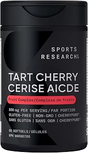Sports Research® Tart Cherry Concentrate - Made from Organic Montmorency Tart Cherries - Fruit Complex - Non-GMO & Gluten Free Formula - 60 Liquid Softgels for Daily Use