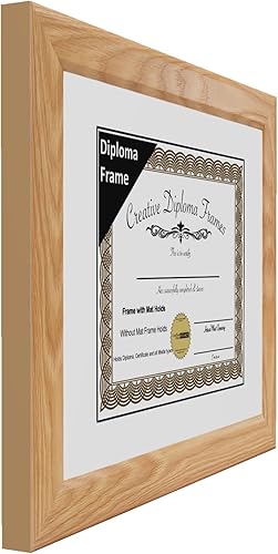 Vista 10 de Creative Picture Frames Marco de diploma con acabado de roble de 8 x 10 pulgadas, con caballete de vidrio negro y colgadores de pared instalados