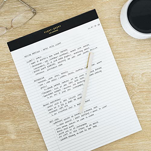 Sugar Paper Legal Pad, Black Binding, 50 Lined Pages, Office Supplies, 8.5