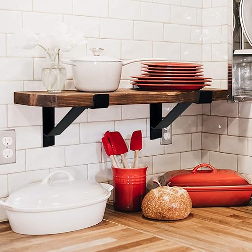 Miniatura 5 de Soportes de estante resistentes de 8 pulgadas, soportes de pared industriales con soportes de almacenamiento de metal para labios, elegante soporte