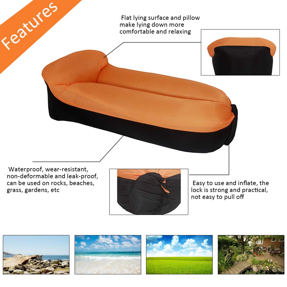 Esterilla Camping Sofá inflable portátil para almohada para el sofá cama para dormir, colchoneta perezosa inflable, colchoneta camping para camping al aire libre, viaje de picnic Colchones Camping 67