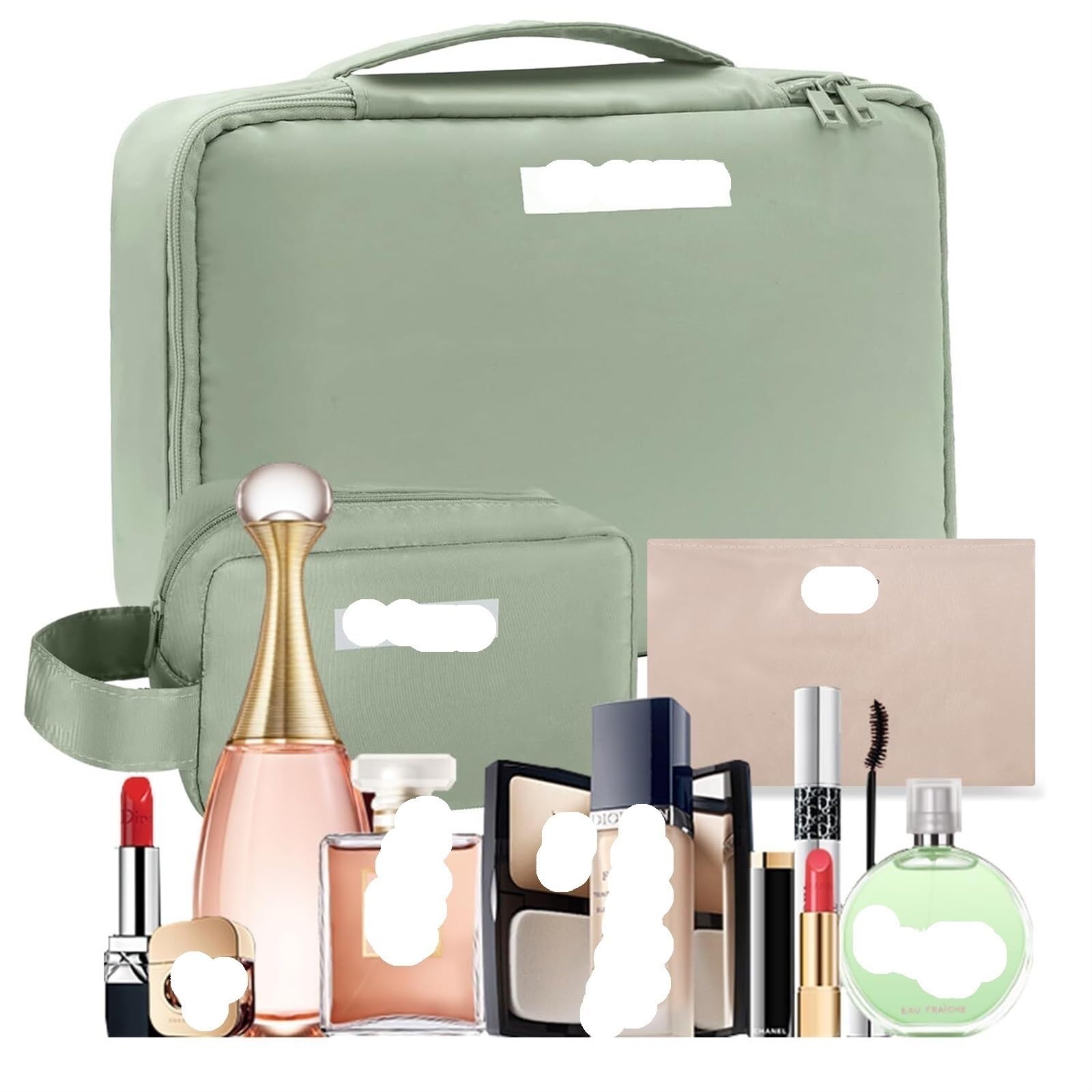 Kosmetiktasche Damen Reise-Make-up-Tasche, Kosmetiktasche, Make-up-Tasche, Kulturbeutel for Damen Und Herren Kulturbeutel(Grün,18cm)