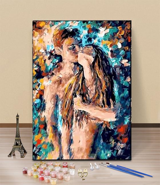 HOLXSW Paint by Numbers for Adults Naked Couple 061 Paint by Numbers Kits on Canvas Without FrameDIY for Adults Beginners Craft Art for Home Wall Decor 16x20 inch