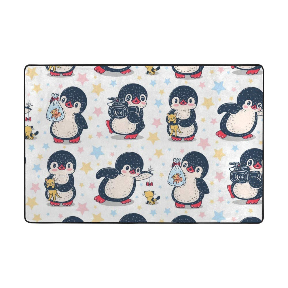 Tapis mignon pingouins grand tapis de salon 183x122cm velours corail pour bébé