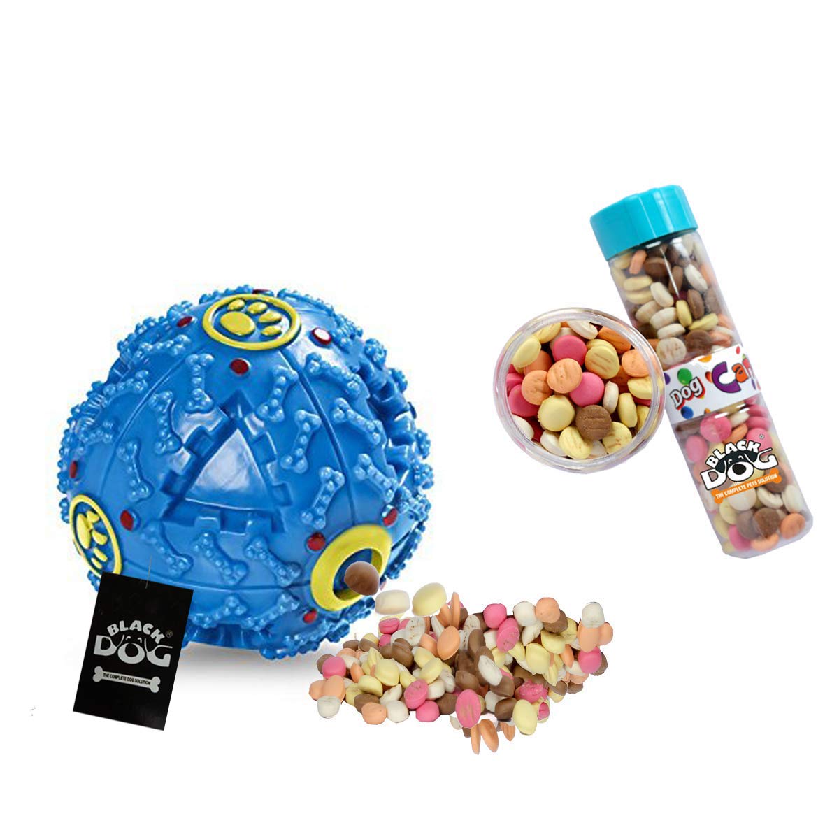 BLACK DOG Multi-Purpose Treat Dispensing Squeak Ball Dog Toy with Dog Candy (Colour May Vary) (B07XLMNXJC) Amazon Price History, Amazon Price Tracker