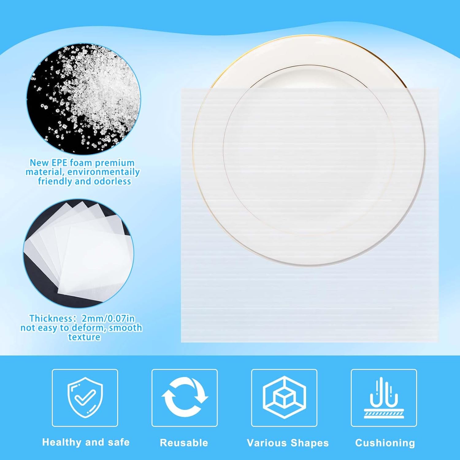 200pcs Cushioning Foam Pouches Moving Supplies, 2 Sizes (16x16inch,12x12inch) Use Packing Supplies for Moving, Packaging, Storage Incidental 100 Fragile Stickers, clear