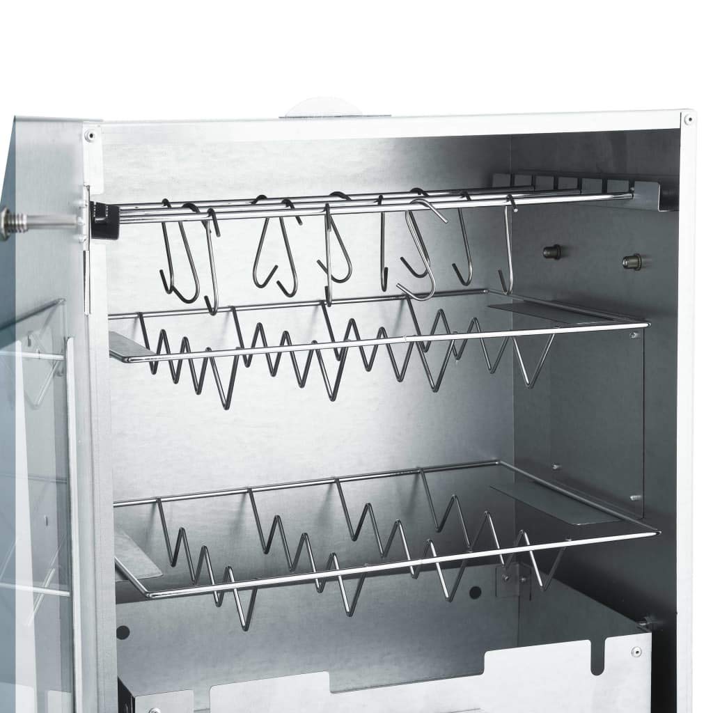 Horno para ahumar con generador de humo frío, acero galvanizado, para carne, pescado, salchichas, balcón, terraza, jardín, camping, con termómetro y ventana de cristal